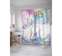 Штора (занавеска) для ванной JoyArty "Мелодия гитары" из сатена, 180х200 см с крючками, sc_29784