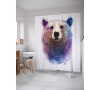Штора (занавеска) для ванной JoyArty "Одинокий медведь" из сатена, 180х200 см с крючками, sc_29716