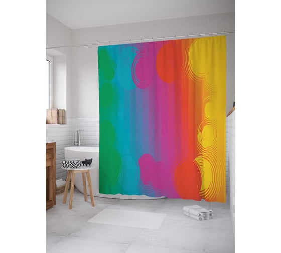 Штора (занавеска) для ванной JoyArty "Красочная арка" из сатена, 180х200 см с крючками, sc_29850 1