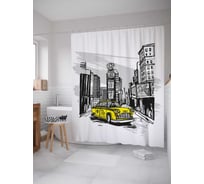 Штора (занавеска) для ванной JoyArty "Желтая машина" из сатена, 180х200 см с крючками, sc_29775