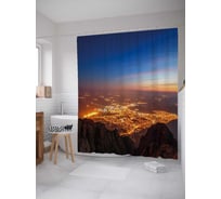 Штора (занавеска) для ванной JoyArty "Вид с горы" из сатена, 180х200 см с крючками, sc_29776