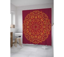 Штора (занавеска) для ванной JoyArty "Солнечная мандала" из сатена, 180х200 см с крючками, sc_36110