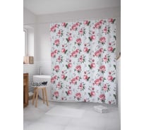 Штора (занавеска) для ванной JoyArty "Розовые букетики" из сатена, 180х200 см с крючками, sc_29976