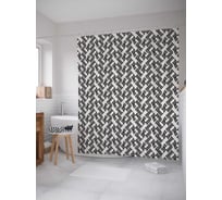 Штора (занавеска) для ванной JoyArty "Серые колосья" из сатена, 180х200 см с крючками, sc_30011