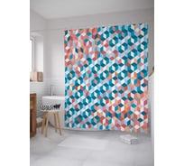 Штора (занавеска) для ванной JoyArty "Кубическая стенка" из сатена, 180х200 см с крючками, sc_29888