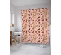 Штора (занавеска) для ванной JoyArty "Кофейные полосы" из сатена, 180х200 см с крючками, sc_29920