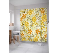 Штора (занавеска) для ванной JoyArty "Природа завитков" из сатена, 180х200 см с крючками, sc_29885