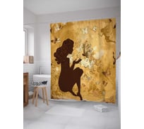 Штора (занавеска) для ванной JoyArty "Бабочки и феи" из сатена, 180х200 см с крючками, sc_29712