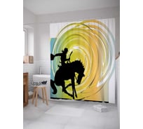 Штора (занавеска) для ванной JoyArty "Оседлание мустанга" из сатена, 180х200 см с крючками, sc_37917
