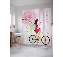 Штора (занавеска) для ванной JoyArty "Весенняя поездка" из сатена, 180х200 см с крючками, sc_30016