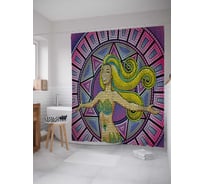 Штора (занавеска) для ванной JoyArty "Мозаическая принцесса" из сатена, 180х200 см с крючками, sc_29782