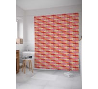 Штора (занавеска) для ванной JoyArty "Геометрический волновой орнамент" из сатена, 180х200 см с крючками, sc_31783