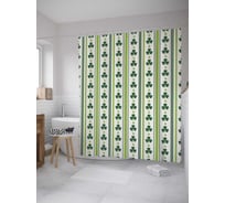 Штора (занавеска) для ванной JoyArty "Листики клевера по вертикали" из сатена, 180х200 см с крючками, sc_31711