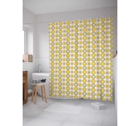 Штора (занавеска) для ванной JoyArty "Контурные круги" из сатена, 180х200 см с крючками, sc_31720