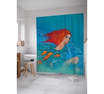 Штора (занавеска) для ванной JoyArty "Водная дева" из сатена, 180х200 см с крючками, sc_30755