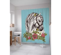 Штора (занавеска) для ванной JoyArty "Лошадка" из сатена, 180х200 см с крючками, sc_31502