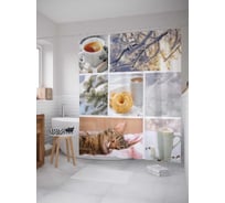 Штора (занавеска) для ванной JoyArty "Домашний зимний уют" из сатена, 180х200 см с крючками, sc_29901