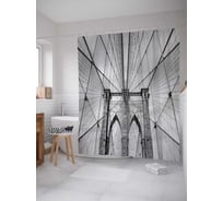 Штора (занавеска) для ванной JoyArty "Мостовые переплетения" из сатена, 180х200 см с крючками, sc_30915
