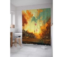 Штора (занавеска) для ванной JoyArty "Полет воздушных шаров" из сатена, 180х200 см с крючками, sc_30857