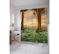 Штора (занавеска) для ванной JoyArty "Сказочные деревья" из сатена, 180х200 см с крючками, sc_29836