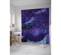 Штора (занавеска) для ванной JoyArty "Акварельный космос" из сатена, 180х200 см с крючками, sc_29814