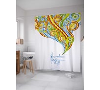 Штора (занавеска) для ванной JoyArty "Узорчатая музыка пианиста" из сатена, 180х200 см с крючками, sc_30842