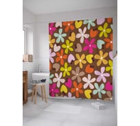 Штора (занавеска) для ванной JoyArty "Яркий цветочный минимализм" из сатена, 180х200 см с крючками, sc_30919
