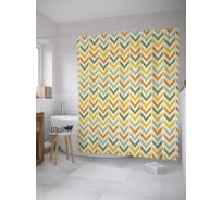 Штора (занавеска) для ванной JoyArty "Прерывистые зигзаги" из сатена, 180х200 см с крючками, sc_31774