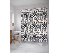 Штора (занавеска) для ванной JoyArty "Кофейные зерна" из сатена, 180х200 см с крючками, sc_29921