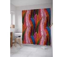 Штора (занавеска) для ванной JoyArty "Розовые волны" из сатена, 180х200 см с крючками, sc_30772