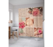 Штора (занавеска) для ванной JoyArty "Цветочная фотосессия" из сатена, 180х200 см с крючками, sc_29979