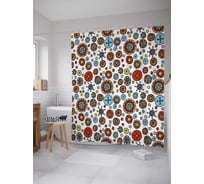 Штора (занавеска) для ванной JoyArty "Этнические кружки" из сатена, 180х200 см с крючками, sc_29717