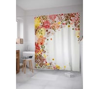 Штора (занавеска) для ванной JoyArty "Цветочное обрамление" из сатена, 180х200 см с крючками, sc_30759