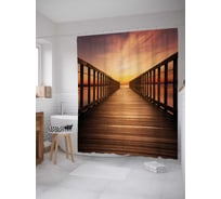 Штора (занавеска) для ванной JoyArty "Дорога в закат" из сатена, 180х200 см с крючками, sc_29683