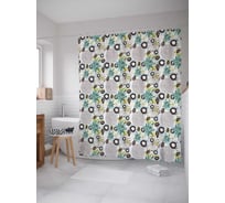 Штора (занавеска) для ванной JoyArty "Садовые цветы" из сатена, 180х200 см с крючками, sc_29655