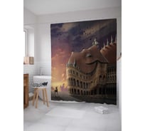 Штора (занавеска) для ванной JoyArty "Вызов дракону" из сатена, 180х200 см с крючками, sc_29725