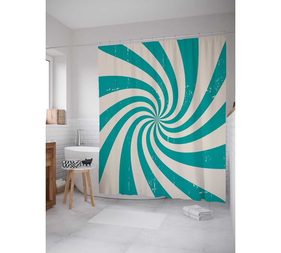 Штора (занавеска) для ванной JoyArty "Бирюзовая карамель" из сатена, 180х200 см с крючками, sc_29867 1