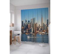 Штора (занавеска) для ванной JoyArty "Дневной вид" из сатена, 180х200 см с крючками, sc_30744