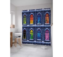 Штора (занавеска) для ванной JoyArty "Цветные окна" из сатена, 180х200 см с крючками, sc_30457
