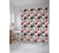 Штора (занавеска) для ванной JoyArty "Повторяюшиеся розочки" из сатена, 180х200 см с крючками, sc_30512