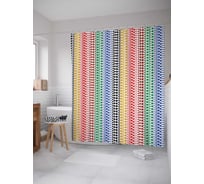 Штора (занавеска) для ванной JoyArty "Разноцветные полосы из кругов" из сатена, 180х200 см с крючками, sc_30437