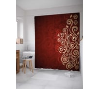 Штора (занавеска) для ванной JoyArty "Завитки на коричневом фоне" из сатена, 180х200 см с крючками, sc_30508