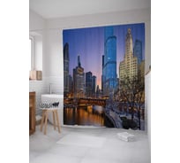 Штора (занавеска) для ванной JoyArty "Ночные башни" из сатена, 180х200 см с крючками, sc_29730