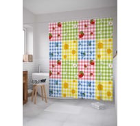 Штора (занавеска) для ванной JoyArty "Разноцветные квадраты" из сатена, 180х200 см с крючками, sc_29701