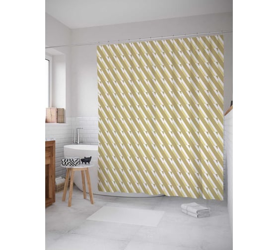 Штора (занавеска) для ванной JoyArty "Диагональное смещение" из сатена, 180х200 см с крючками, sc_31724 1