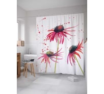 Штора (занавеска) для ванной JoyArty "Акварельные садовые цветы" из сатена, 180х200 см с крючками, sc_29738