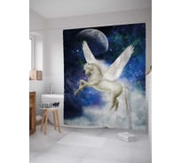 Штора (занавеска) для ванной JoyArty "Лунный пегас" из сатена, 180х200 см с крючками, sc_29740