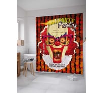 Штора (занавеска) для ванной JoyArty "Хеллоуинская вечеринка" из сатена, 180х200 см с крючками, sc_29746