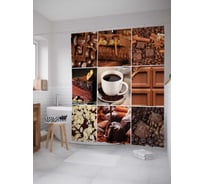 Штора (занавеска) для ванной JoyArty "Кофейный день" из сатена, 180х200 см с крючками, sc_29933