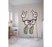 Штора (занавеска) для ванной JoyArty "Милые очки" из сатена, 180х200 см с крючками, sc_29849